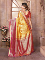 Vedant Vastram Tissue Silk Kanjeevaram Silk Saree - Mustard | Grocsy