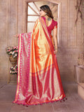 Vedant Vastram Tissue Silk Kanjeevaram Silk Saree - Orange | Grocsy