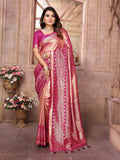 Vedant Vastram Tissue Silk Kanjeevaram Silk Saree - Pink | Grocsy
