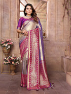 Vedant Vastram Tissue Silk Kanjeevaram Silk Saree - Sky Blue | Grocsy