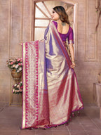 Vedant Vastram Tissue Silk Kanjeevaram Silk Saree - Sky Blue | Grocsy