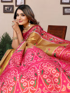 Vedant Vastram Tissue Silk Patola Design Kanjeevaram Silk Saree - Mustard | Grocsy