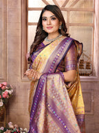 Vedant Vastram Tissue Silk Patola Design Kanjeevaram Silk Saree - Lavender | Grocsy