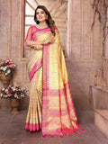 Vedant Vastram Tissue Silk Patola Design Kanjeevaram Silk Saree - Pink | Grocsy