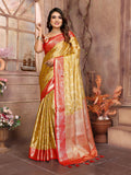 Vedant Vastram Tissue Silk Kanjeevaram Silk Saree - Mustard | Grocsy