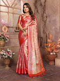Vedant Vastram Tissue Silk Kanjeevaram Silk Saree - Pink | Grocsy