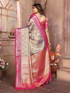 Vedant Vastram Tissue Silk Kanjeevaram Silk Saree - Sky Blue | Grocsy