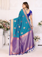 Vedant Vastram Soft Litchi Silk Banarasi Silk Saree - Rama | Grocsy