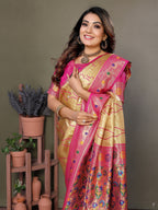 Vedant Vastram Tissue Silk Leheriya Design Kanjeevaram Silk Saree - Gold | Grocsy