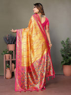 Vedant Vastram Tissue Silk Leheriya Design Kanjeevaram Silk Saree - Mustard | Grocsy