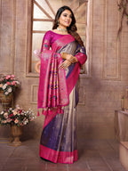 Vedant Vastram Tissue Silk Paithani Silk Saree - Blue | Grocsy