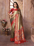 Vedant Vastram Tissue Silk Paithani Silk Saree - Gold | Grocsy