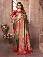 Vedant Vastram Tissue Silk Paithani Silk Saree - Gold | Grocsy