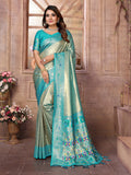Vedant Vastram Tissue Silk Paithani Silk Saree - Rama | Grocsy