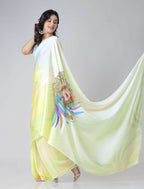 Vastranavya Ombre Yellow Multi-Color Leaves Mandalaa Print Freehand Ready to Wear Saree | Grocsy