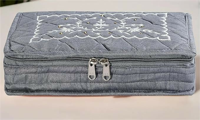 Asmaani 7 Pocket Grey Embroidery Jewellery Kit | Grocsy