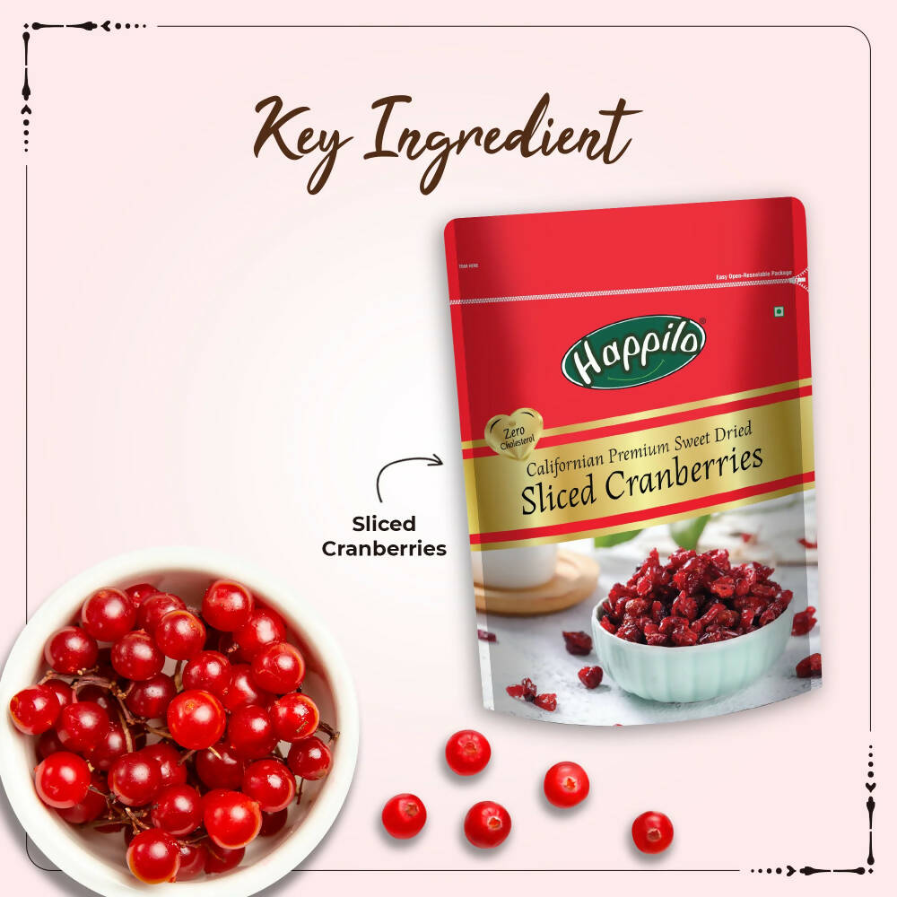 Happilo Premium Californian Sliced Dried Cranberries | Grocsy