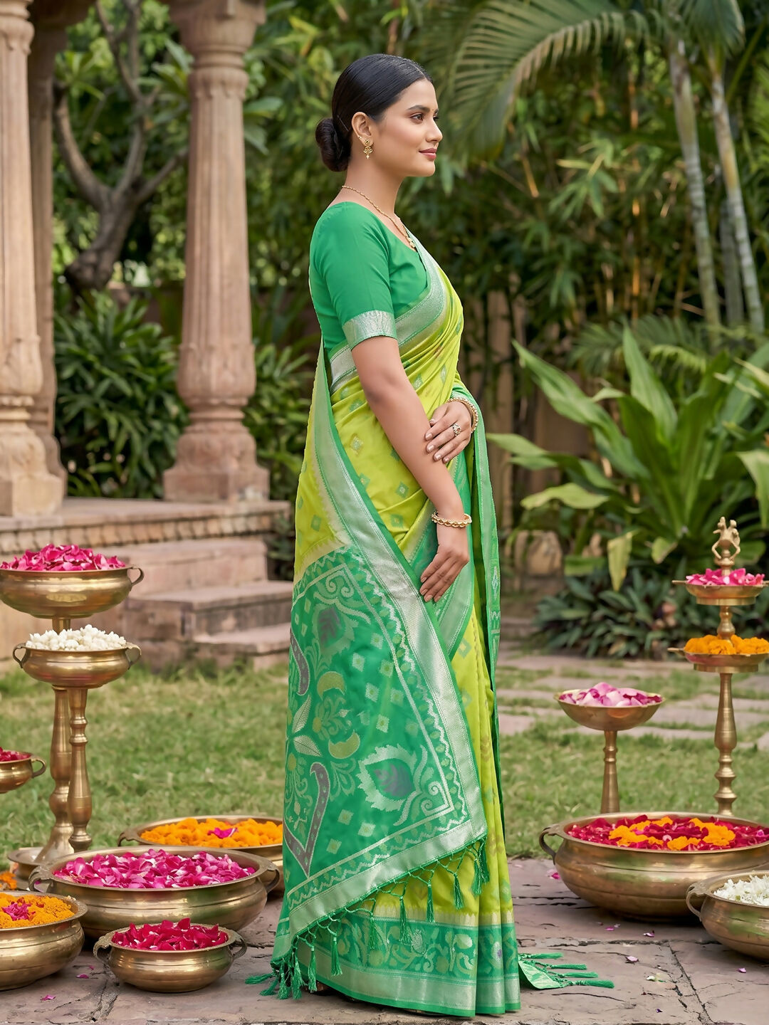 Shree Shyam Fashion Light Green Soft Silk Saree | Grocsy