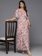 Ahalyaa Women's Traditional wear Dress - Brown | Grocsy