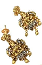 Jewel City Ornate Gold-Plated Laxmi Temple Jewelry Set - Antique-Finish Necklace and Earrings | Grocsy
