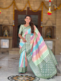 Vedant Vastram Soft Litchi Silk Fancy Jacquard Bollywood Saree - Green | Grocsy
