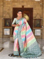 Vedant Vastram Soft Litchi Silk Fancy Jacquard Bollywood Saree - Morpich | Grocsy