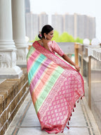 Vedant Vastram Soft Litchi Silk Fancy Jacquard Bollywood Saree - Pink | Grocsy