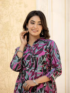 Yufta Multi Leaf Print Cotton Co-Ord Set | Grocsy