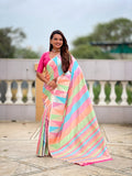 Vedant Vastram Soft Litchi Silk Fancy Jacquard Bollywood Saree - Pink | Grocsy