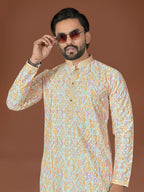 Anaita Multi Lucknowi Silk Straight Kurta | Grocsy