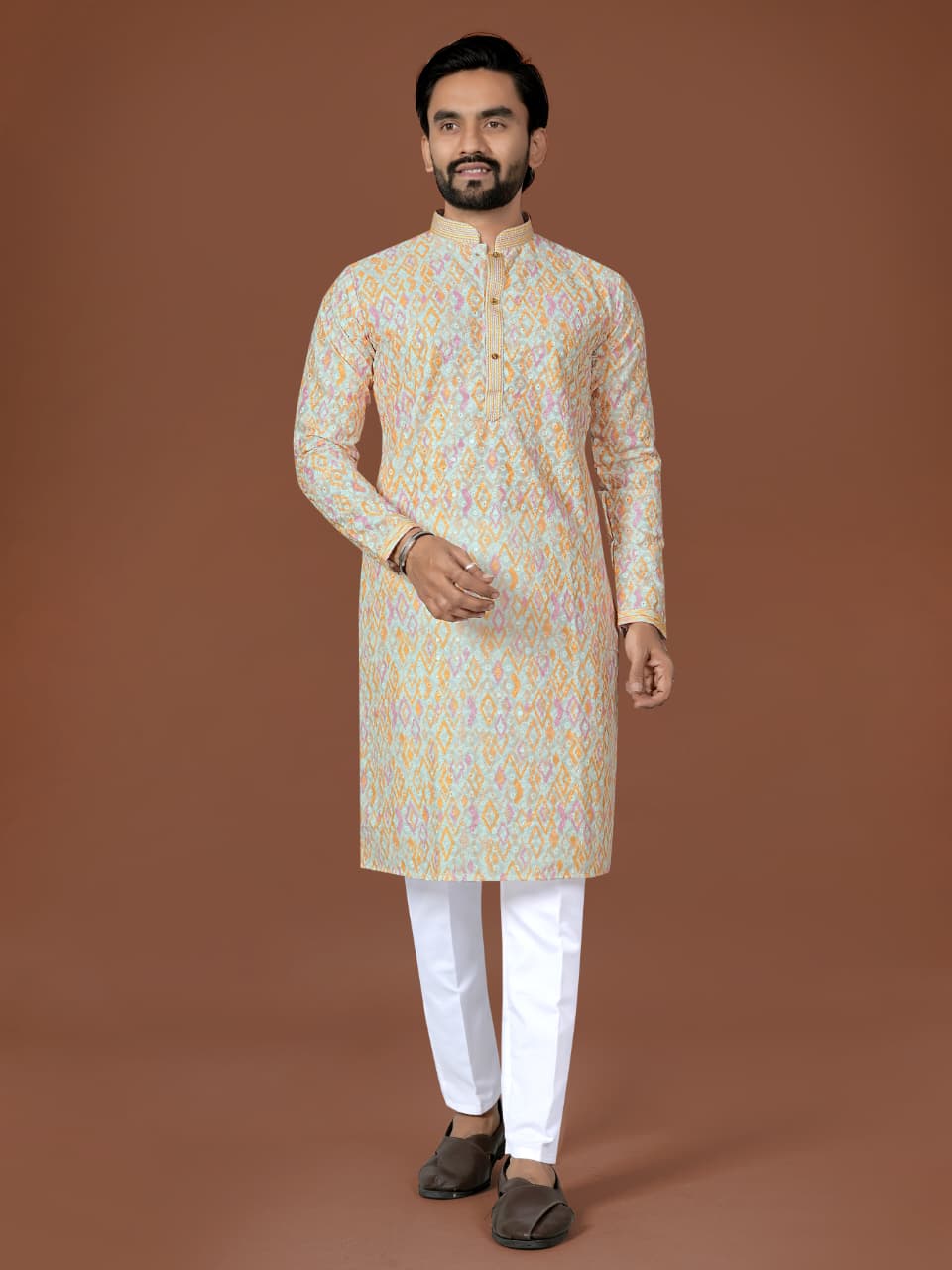 Anaita Multi Lucknowi Silk Straight Kurta | Grocsy