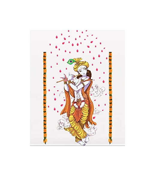 Multicolor - Lord Krishna with Flute Wall Sticker | Grocsy