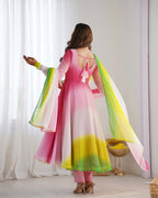 Evanik Multi Colour Pure Soft Georgette Colorful Padding Anarkali Suit | Grocsy