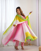 Evanik Multi Colour Pure Soft Georgette Colorful Padding Anarkali Suit | Grocsy