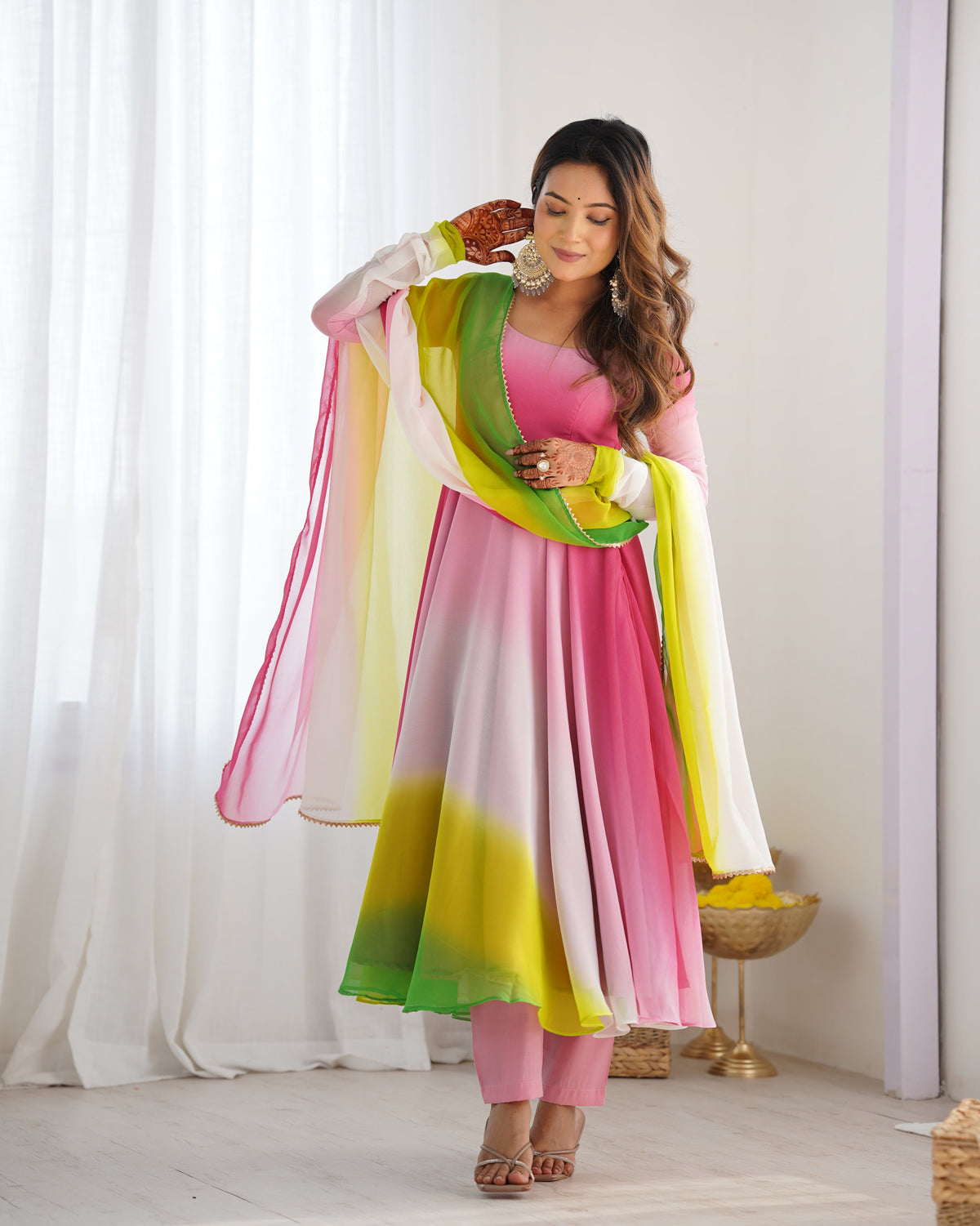Evanik Multi Colour Pure Soft Georgette Colorful Padding Anarkali Suit | Grocsy