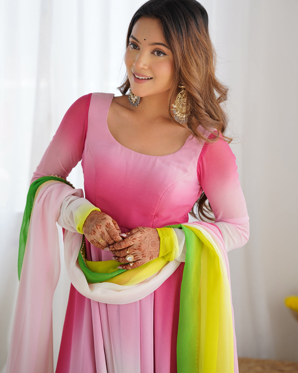 Evanik Multi Colour Pure Soft Georgette Colorful Padding Anarkali Suit | Grocsy