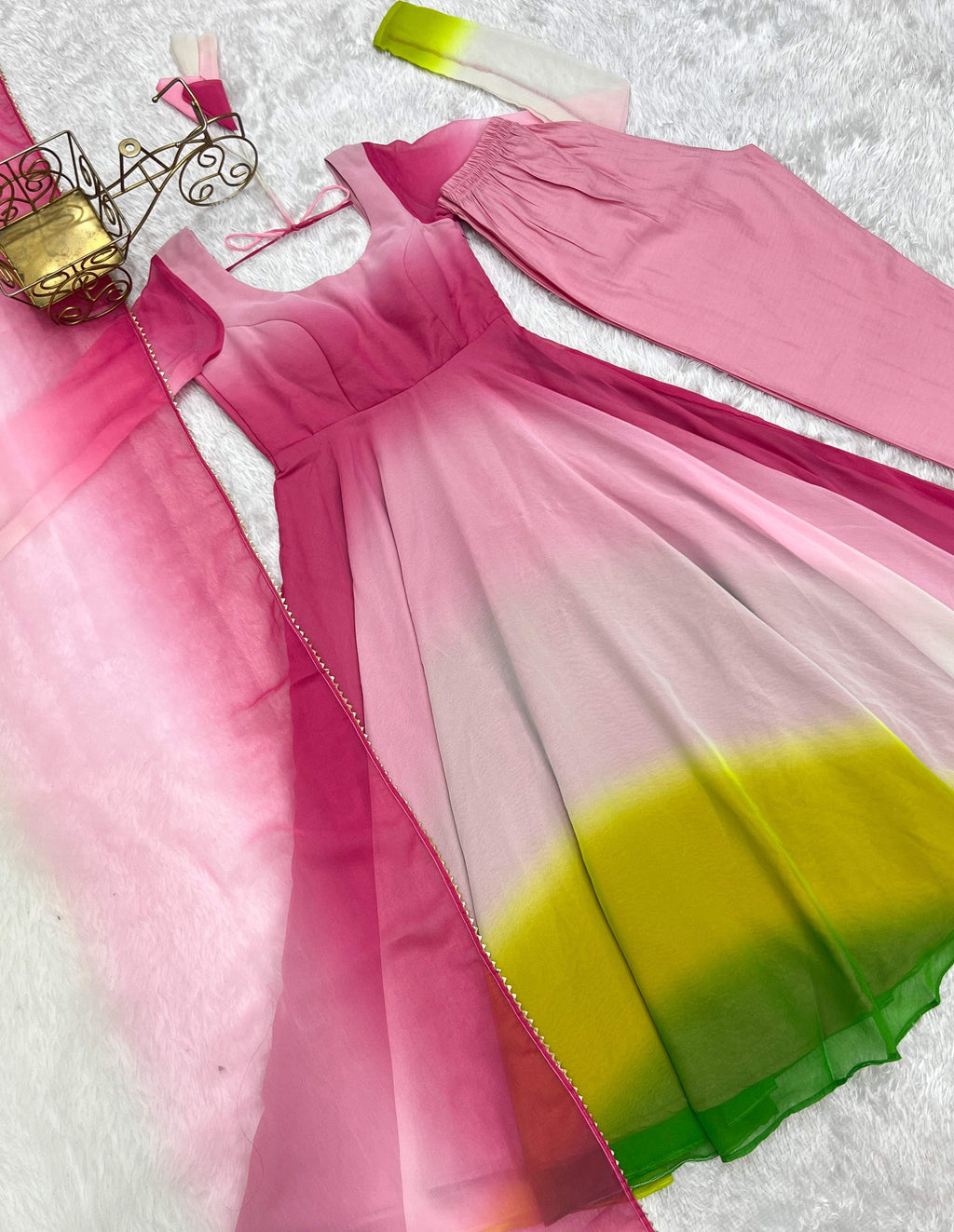 Evanik Multi Colour Pure Soft Georgette Colorful Padding Anarkali Suit | Grocsy