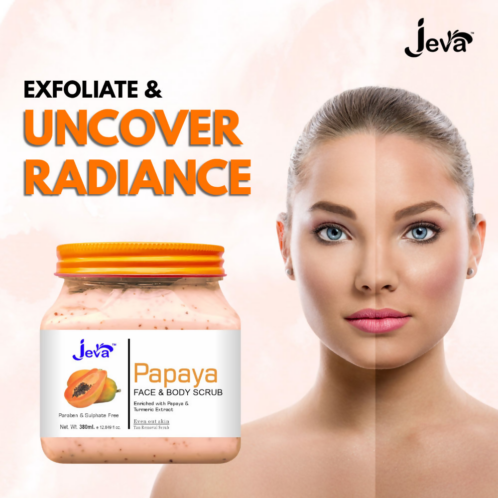 Jeva Papaya Tan Removal Face & Body Scrub | Grocsy