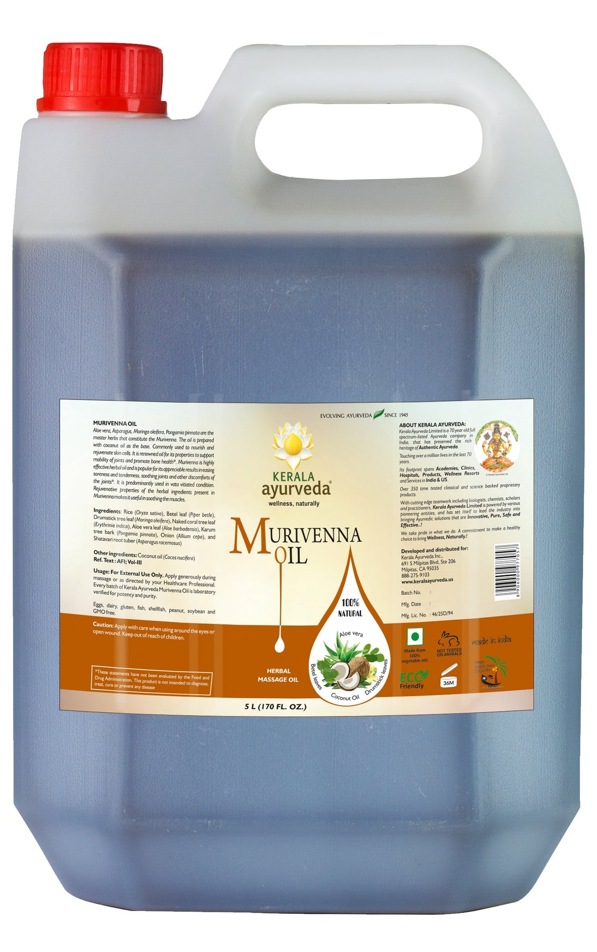 Kerala Ayurveda USA Joint and Tissue Recovery Oil - Murivenna | Grocsy