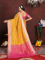 Vedant Vastram Mustard Color Kanjeevaram Patola Silk Saree - Mustard | Grocsy