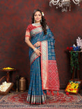 Vedant Vastram Navy Blue Color Kanjeevaram Patola Silk Saree - Navy Blue | Grocsy
