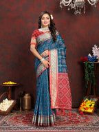 Vedant Vastram Navy Blue Color Kanjeevaram Patola Silk Saree - Navy Blue | Grocsy