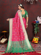 Vedant Vastram Pink Color Kanjeevaram Patola Silk Saree - Pink | Grocsy