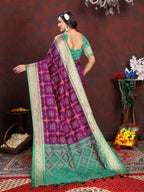 Vedant Vastram Purple Color Kanjeevaram Patola Silk Saree - Purple | Grocsy