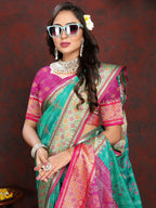 Vedant Vastram See Green Color Kanjeevaram Patola Silk Saree - See Green | Grocsy