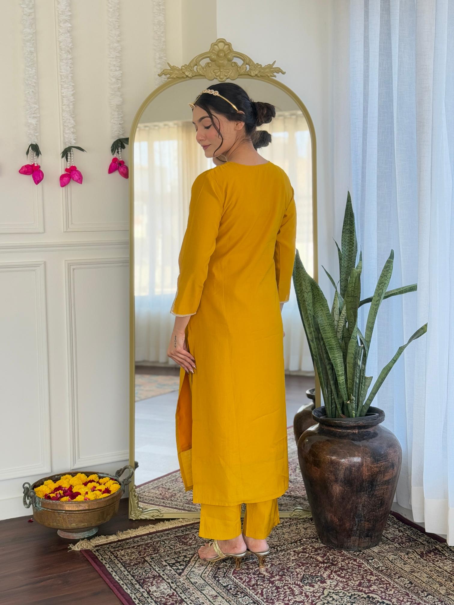 The52 Women's Viscose Embroidery work Straight Kurta with Pant and Dupatta Set | Grocsy