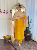 The52 Women's Viscose Embroidery work Straight Kurta with Pant and Dupatta Set | Grocsy