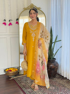 The52 Women's Viscose Embroidery work Straight Kurta with Pant and Dupatta Set | Grocsy