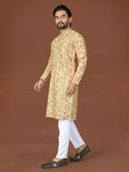 Anaita Yellow Lucknowi Silk Straight Kurta | Grocsy