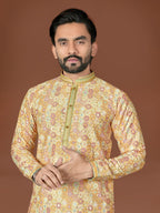 Anaita Yellow Lucknowi Silk Straight Kurta | Grocsy
